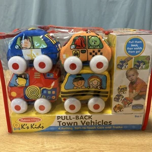 Melissa & Doug K's Kinder Pull-Back Stadtfahrzeug weich zum Anfassen Baby Spielzeug Set 4er Pack - Bild 1 von 7