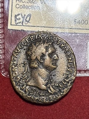 Domitian (AD 81-96) AS Roman AE bronze as coin Moneta Holding scales Rome mint - Image 1 of 4