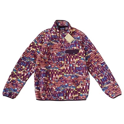 NEW Patagonia Fitz Roy Patchwork Night Plum Synchilla Snap T Pullover Women's M - Image 1 of 4