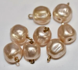 VINTAGE 8 BAROQUE FAUX PEARL PENDANT BEADS • 9mm •JAPANESE GLASS PEARLS - Picture 1 of 1