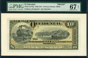 El Salvador 1893-1917 10 Pesos S177fp Proof PMG 67 EPQ Superb GEM UNC & S177bp - Picture 1 of 4