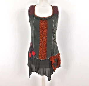 Joe Browns Khaki Boho Patchwork Tunic Dress Size 12 Sleeveless Appliqué Textured - Imagen 1 de 8