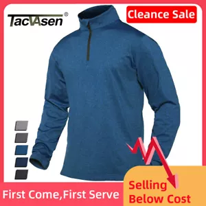 Men's Sport Shirts 1/4 Zip Long Sleeve Fleece Lined Gym Running Workout Pullover - Picture 1 of 48