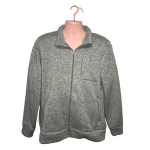 Lucky brand fleece sweater men’s full zip long sleeve gray/brown size Xl  #1409 - Picture 1 of 5