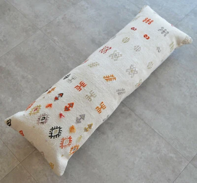 Wedding Pillow Decorative Cushion Kilim Rug wool Lumbar Pillow Cover 12" x 36" - Image 1 of 4