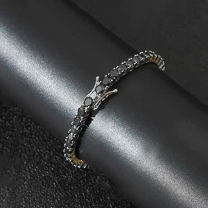 8Ct Round Cut Lab-Created Black Diamond Tennis Bracelet 14K White Gold Plated - Picture 1 of 3