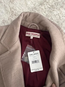NUEVO Blazer Abrigo Free People Color Camel Sólido Guisante Talla Mediana Cuello Muesca - Imagen 1 de 9