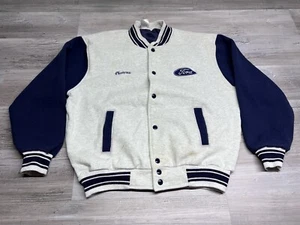 Vintage Ford Motor Company Employee Varsity Bomber Jacket Snap Button Cotton L - Bild 1 von 14