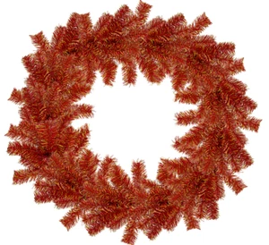 18'' Tinsel Christmas Wreath Red and Gold Hand-Made Artificial PVC - Picture 1 of 5