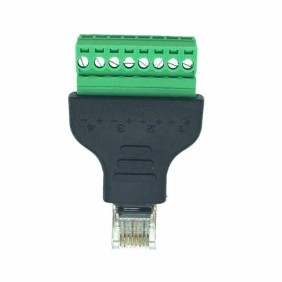 AV Screw Terminal 8 Pin Block to Ethernet RJ45 Male Plug CCTV Converter Adapter - Image 1 of 4