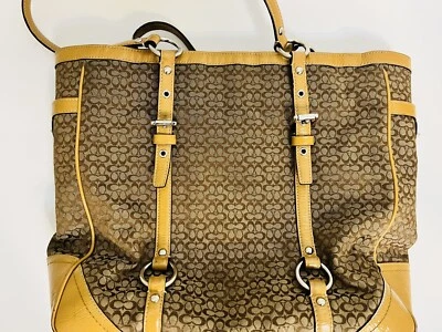 蔻驰棕色签名标志托特包挎包钱包皮革 — 第 1/4 张图片