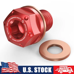 NICECNC Magnetic Oil Drain Plug For Honda TRX450ER Electric Start 2006-2014 Red - Picture 1 of 8