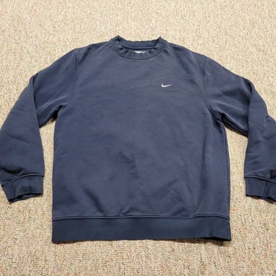 Vintage Nike Sweatshirt Men Medium Blue Pullover Crewneck Embroidered Swoosh Y2K - Image 1 of 4