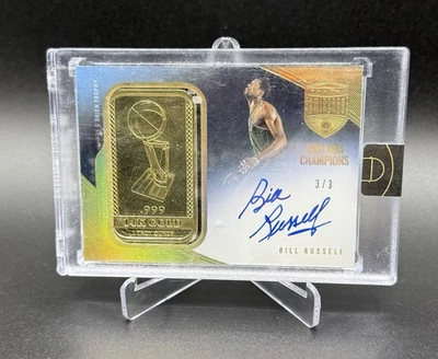 Bill Russell 2019-20 Panini NBA Eminence 1968 Champions 14k Gold Bar Auto /3 - Image 1 of 2