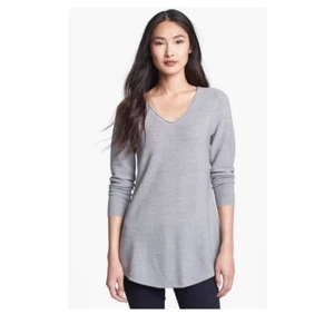 Eileen Fisher 100% Merino Wool Grey Long Sleeve Casual Sweater Women Size Medium - Picture 1 of 8