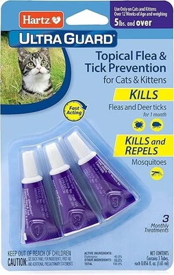 Flea Treatment Medicine For Cats Kittens Drops Meds Remedy Tick Control Topical — 第 1/2 张图片