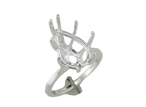 Anillo de plata esterlina con forma de pera profunda: 12X8-16X12 talla 8 pre-muescado - Imagen 1 de 15