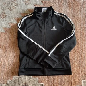 Adidas Jacket Boys Large Black Full Zip Track Coat Outdoors Comfort Youth Kids - Picture 1 of 7