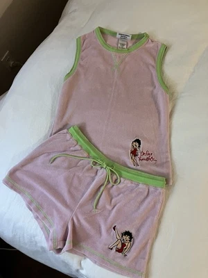 Conjunto de pijama de colección Betty Boop Y2K traje de juego top pantalones cortos tela de felpa pequeño Foto 1 de 4