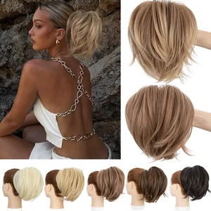 Women Short Claw on Ponytail Messy Bun Clip in Hair Extension Fake Hair Piece US - Picture 1 of 26