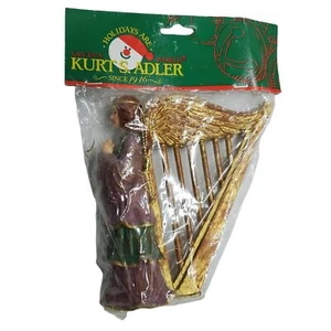 Kurt S Adler Christmas Ornament ANGEL Musical Instrument Purple Green Gold 4.5" - Picture 1 of 7