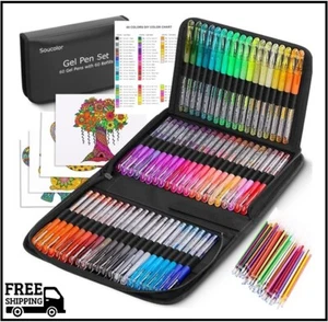 Soucolor Glitter Gel Pens for Adult Coloring Books, 120 Pack-60 Glitter Pens, 60 - Picture 1 of 7