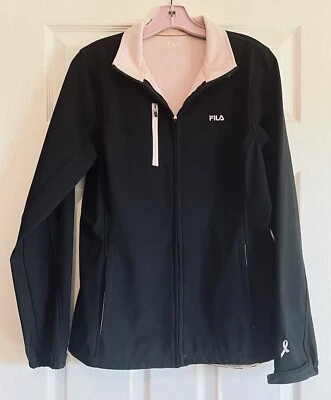 Chaqueta para mujer FILA Softshell cremallera completa negra con forro rosa talla mediana Foto 1 de 4