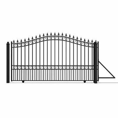 ALEKO London Style Ornamental Steel Single Sliding Yard Garden 12' Driveway Gate - Image 1 of 4
