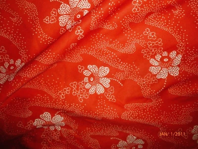 Vintage Fabric Stretch Poly 26x62" Red Floral - Image 1 of 3