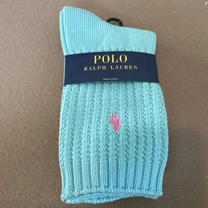 Ralph Lauren Polo Women’s Shaker Knit Socks Slouchy Loose Aqua Color Sz 9-11 - Picture 1 of 7