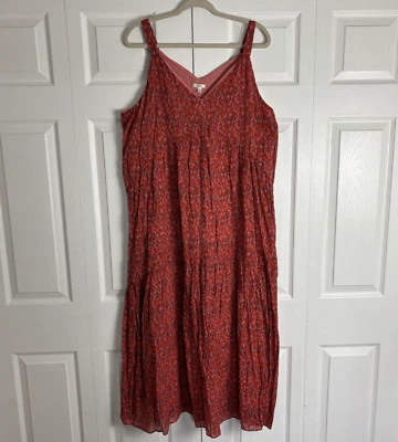 Vestido Joie Para Mujer XL Rosa Rojo Rosa Té En Niveles Maxi Sin Mangas Forrado BOHO Foto 1 de 4