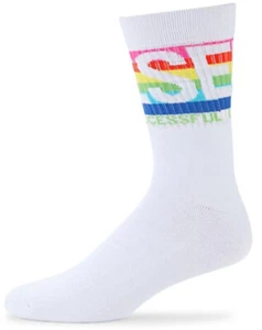 Diesel Pride Printed Crew Socks, White, Socks Sz L (9 1/2 - 12) $16.00 Unisex - Picture 1 of 5