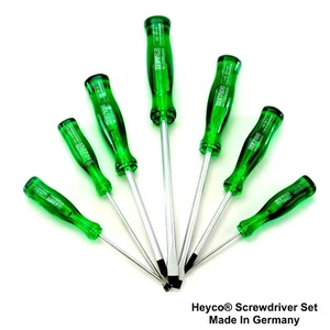 Juego de 7 destornilladores Phillips/ranurados Heyco con asas de acetato - hecho en Alemania - Imagen 1 de 8