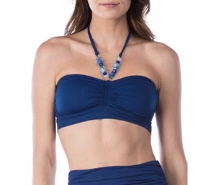 Top de bikini bandeau halter con cuentas Lauren Ralph Lauren para mujer - índigo - talla 14 - Imagen 1 de 5