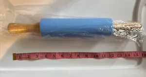 Non-Stick Silicone Rolling Pin with Wood Handles ~ Blue New - Picture 1 of 4