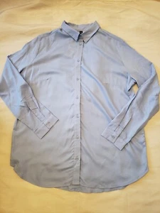 H&M Azul Claro Camisa Botones Collar Blusa Carrera (Mujer Talla 6) NUEVA - Imagen 1 de 6