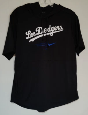 Los Dodgers Nike Dri-FIt Short Sleeve Hoodie Pullover Mens Small Black LA MLB - Image 1 of 4
