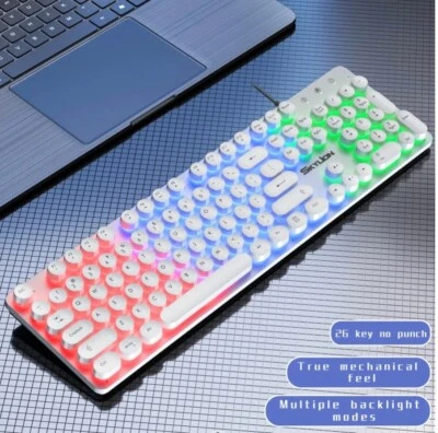 Teclado Punk Redondo Juego Oficina Deslumbramiento Luces Color Foto 1 de 4