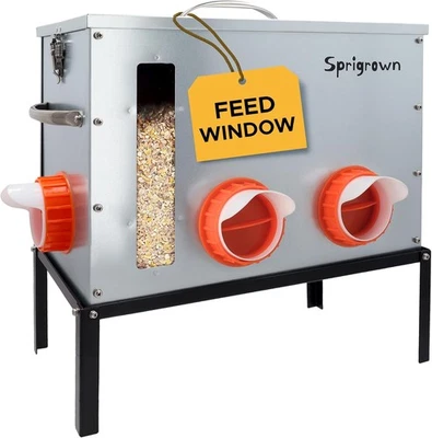 Metal Chicken Feeder 40lb, No Waste Automatic Chicken Feeder with Window, Gal... - Image 1 of 4