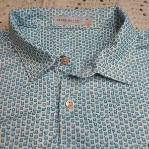 Peter Millar Featherweight Polo XL White Golf On The Rocks Cocktails UPF 50+ Fun - Picture 1 of 11
