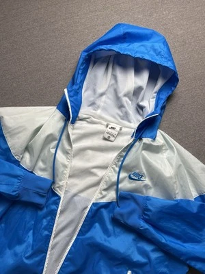 Chaqueta cortavientos Nike para hombre S azul blanco cortavientos forrada de malla DA0001-406 defecto Foto 1 de 4