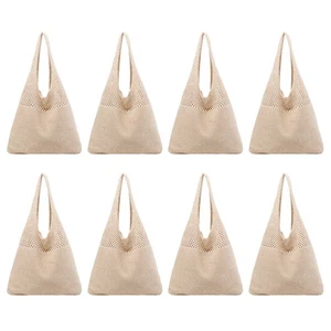 8X Borsa da Spiaggia Retro all'uncinetto per Ragazze,Estate Scavata Tessuto a Mano Totes5345 - Foto 1 di 6