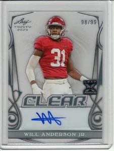 2023 LEAF TRINITY CLEAR WILL ANDERSON JR ROOKIE/RC AUTO #98/99 - Foto 1 di 2