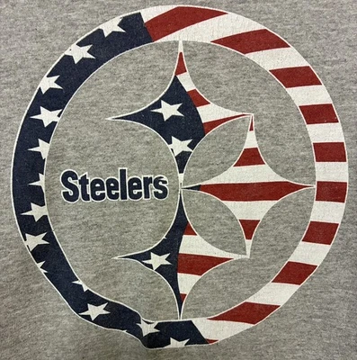 NFL Team Apparel Pittsburgh Steelers Mens L Red White Blue, and Stars - Image 1 of 3