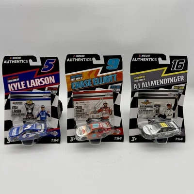 Lot of 3 20221 Wave 1 Win NASCAR Authentics 1:64 Larson Elliott Allmendinger - Image 1 of 4