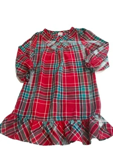 Gymboree Red Green Plaid Ruffle Girls Nightgown Sz 4 Holiday Pajamas XS - Picture 1 of 7