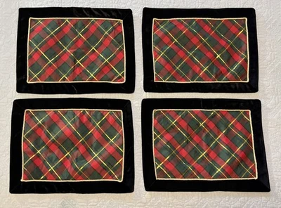 Juego de 4 manteles individuales de terciopelo y cuadros temáticos de vacaciones Waverly Foto 1 de 4