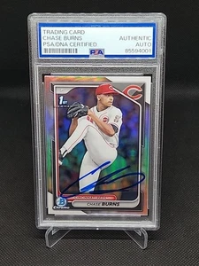 2024 Bowman Draft Refractor Signed Chase Burns Auto PSA DNA BDC-55 1st RC Reds - Picture 1 of 2