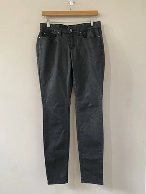 Pantalones de mezclilla rectos encerados EILEEN FISHER recubiertos negros de algodón orgánico para mujer talla 6 Foto 1 de 4