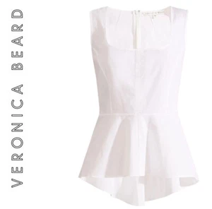 Blusa Basso Talla 6 NUEVA CON ETIQUETAS VERONICA BEARD Blanca Elastizada Algodón Sin Mangas Peplum Top - Imagen 1 de 8